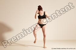 Underwear Martial art Woman White Moving poses Slim medium brown Dynamic poses Academic